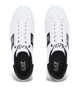 EA7 Klassiske lder-sneakers, hvid, sort