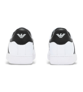 EA7 Klassiske lder-sneakers, hvid, sort