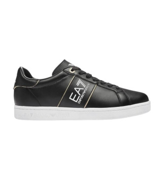 EA7 Klassieke leren logosneakers zwart