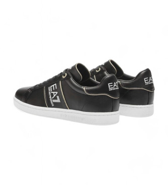 EA7 Klassieke leren logosneakers zwart