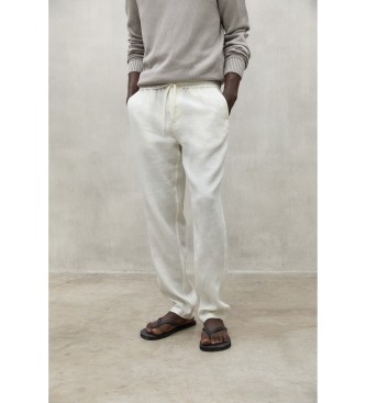 ECOALF Etnične hlače umazano bele barve