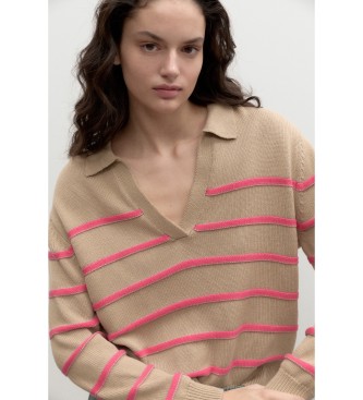 ECOALF Madlealf strikket pullover brun, pink