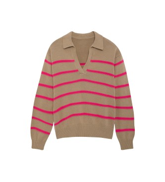 ECOALF Pleten pulover Madlealf rjava, roza