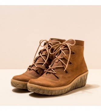 El Naturalista Mito Yggdrasil botas de couro para tornozelo N5146 Castanho claro -Cunha de altura 5,7 cm