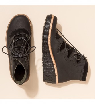El Naturalista Mito Yggdrasil botas de couro para tornozelo N5146 Preto -Cunha de 5,7 cm de altura