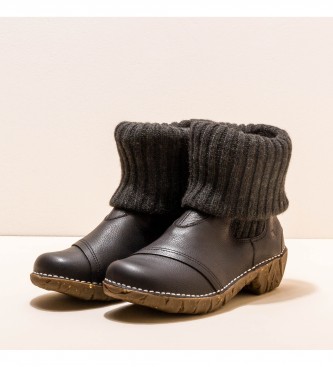 El Naturalista Yggdrasil leather ankle boots N097 Black -Heel height 4,5 cm