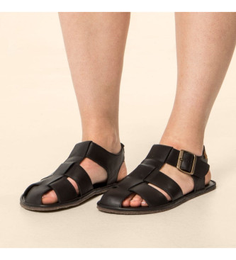 El Naturalista Skórzane sandały N5681 Bare Sandals czarne