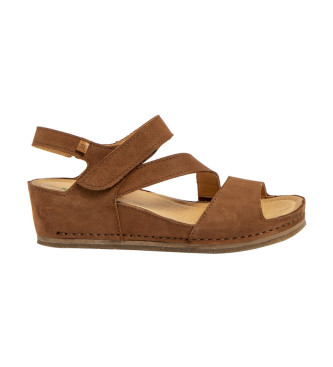 El Naturalista Leather sandals N5852 brown -Height 5cm wedge