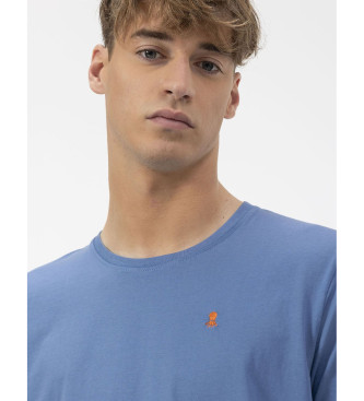 El Pulpo Basic blue embroidered T-shirt