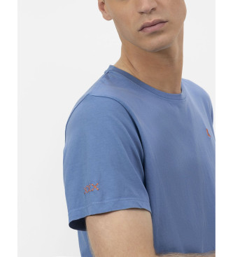 El Pulpo Basic blue embroidered T-shirt