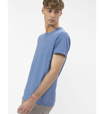 El Pulpo Basic blue embroidered T-shirt