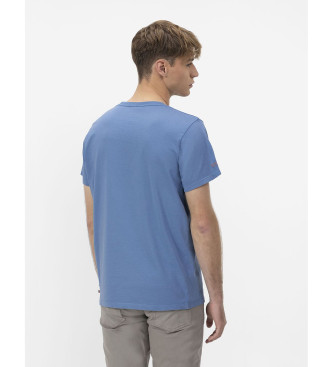 El Pulpo Basic blue embroidered T-shirt