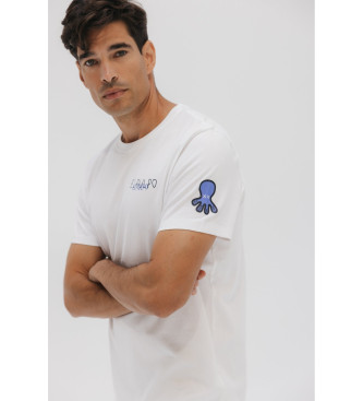 El Pulpo Camiseta Triple Logo Desgastado blanco
