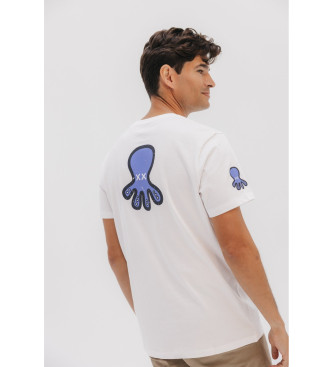 El Pulpo Camiseta Triple Logo Desgastado blanco