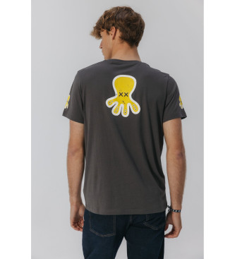 elPulpo T-shirt triple logo gris fonc us