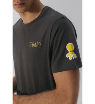 elPulpo T-shirt triple logo gris fonc us