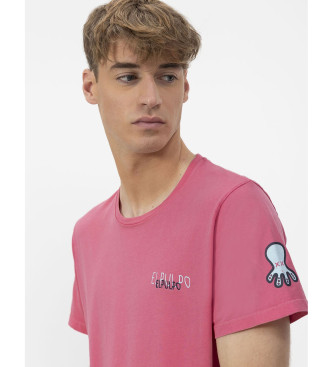 El Pulpo T-shirt com logtipo triplo desenhado rosa