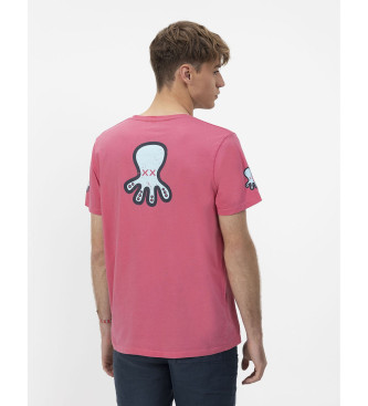 El Pulpo T-shirt com logtipo triplo desenhado rosa