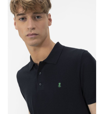 El Pulpo Kreppgestricktes Poloshirt navy