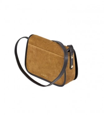 El Caballo Brown suede leather shoulder bag -16x22x7cm