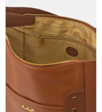 El Caballo Floather cognac leather shoulder bag -30x30x11cm