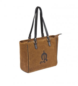 El Caballo Shopping bag in pelle scamosciata marrone -36x25x12cm