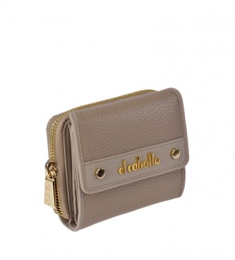 El Caballo Small Floather taupe leather wallet -10x9x3cm
