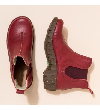 El Naturalista Natural Grain cherry leather ankle boots