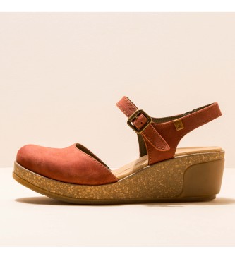 EL NATURALISTA Pleasant Caldera Deixa sandálias de couro laranja -Cunha de altura: 5,5cm