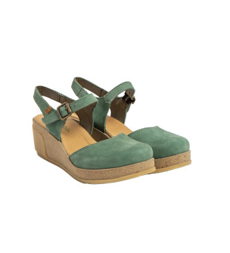 El Naturalista Leather Sandals N5001 Leaves green -Heel height 5,5cm
