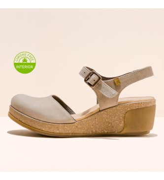 El Naturalista Leather Sandals N5001 Leaves grey -Height wedge 5,5cm