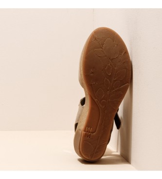 El Naturalista Leren sandalen N5001 Bladeren grijs -Hoogte sleehak 5,5cm