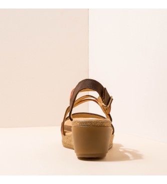 EL NATURALISTA Agradáveis Sandálias de couro castanhas mistas -Altura: 5,5cm