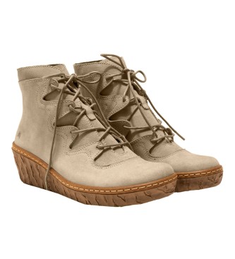 El Naturalista Leather ankle boots N5146 Pleasant beige -Height wedge 5.7cm-.