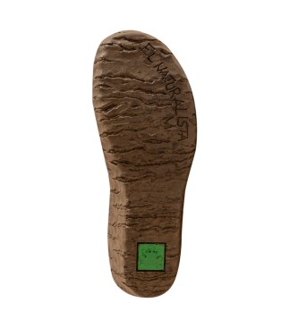 El Naturalista N5165 Mito Yggdrasil botas de tornozelo de couro castanho -Cunha de altura 