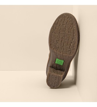 El Naturalista Skórzane buty za kostkę N5179 Beech szary - obcas 6 cm