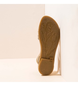 El Naturalista Aangenaam Liquen Mixed Tulip leren sandalen beige 