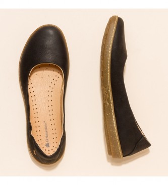El Naturalista Sapatos de bailarina em couro N5300 Coral preto