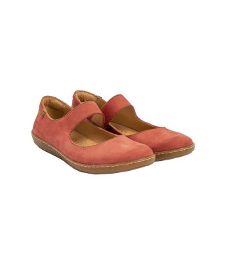 El Naturalista Leather Ballerina Shoes N5301 Coral red