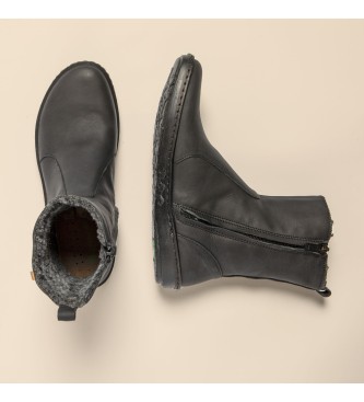 El Naturalista Skórzane buty za kostkę N5319 Wax Nappa Black/Coral