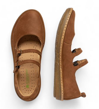 El Naturalista Leather ballerina shoes N5348 Coral brown