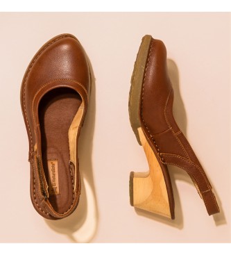 EL NATURALISTA Sandálias em madeira de grão natural Sylvan brown leather - Altura do calcanhar: 6cm
