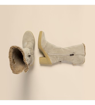 El Naturalista N5515 Silk Suede beige leren laarzen -Helphoogte: 6cm