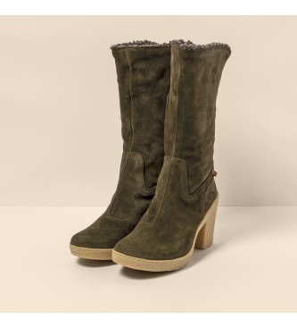 El Naturalista Leather boots N5515 Silk Suede green -Heel height: 6cm