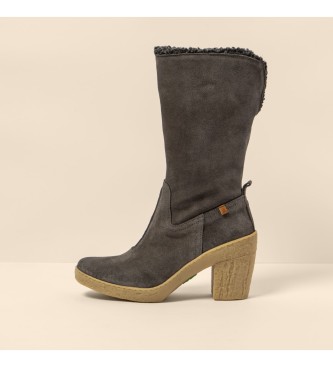 El Naturalista Leather boots N5515 Silk Suede Beech grey -Heel height: 6cm