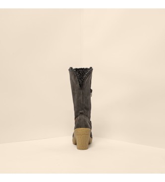 El Naturalista Leather boots N5515 Silk Suede Beech grey -Heel height: 6cm