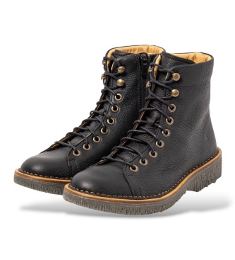 El Naturalista Volcano Black Leather Ankle Boots N5572