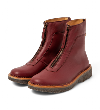 El Naturalista Leren enkellaarsjes N5581 bordeauxrood