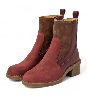 El Naturalista Burgundy leather ankle boots N5668