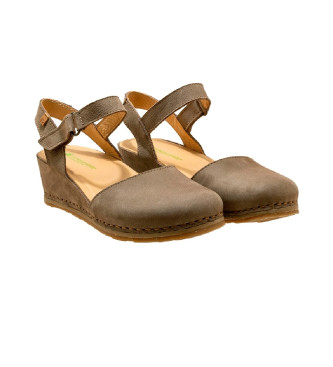 El Naturalista Leather Sandals N5850 Picual brown -Height wedge 5cm
